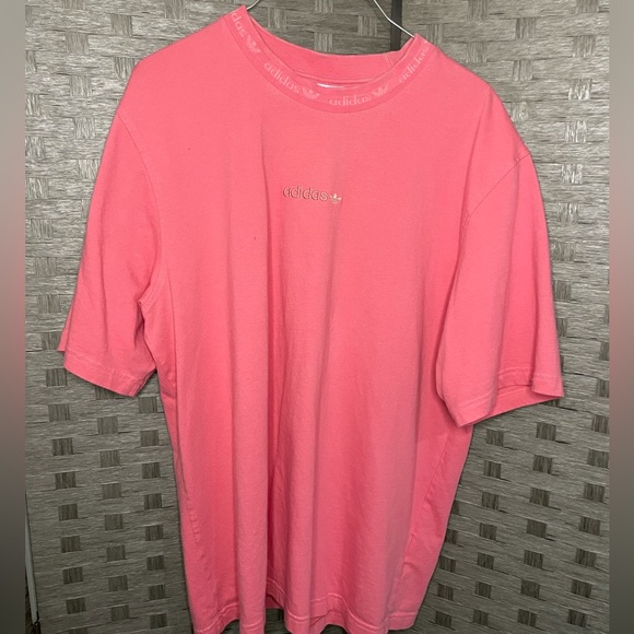 ADIDAS size M Pink/Hot Pink Short Sleeve Long Line Tee - Picture 6 of 6